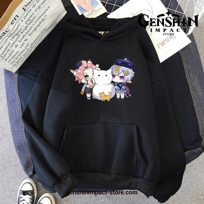 Genshin Impact Qi And Diona Hoodie Black / Xs