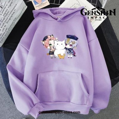 Genshin Impact Qi And Diona Hoodie Purple / Xl