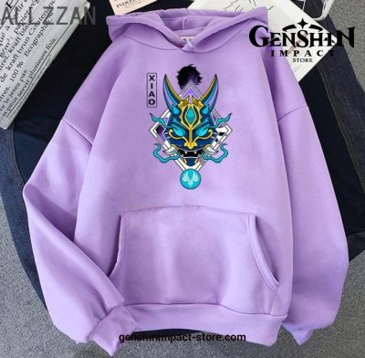 Genshin Impact Xiao Cool Print Hoodies Purple / L