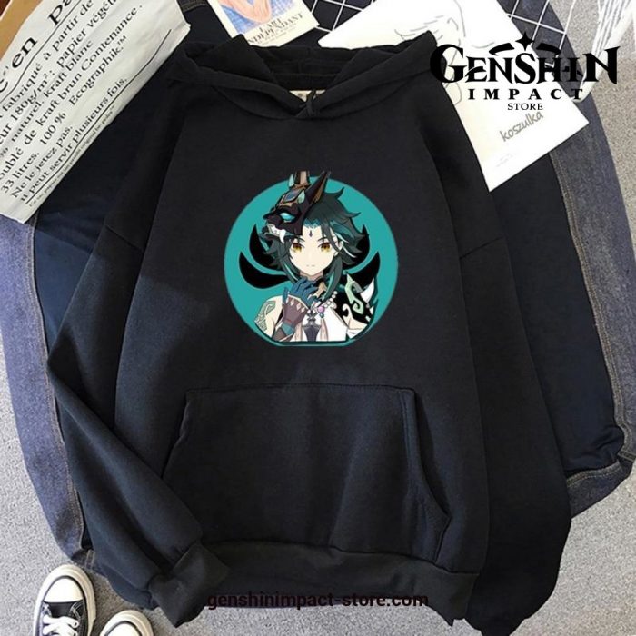 Genshin Impact Xiao Kawaii Game Hoodies Black / S