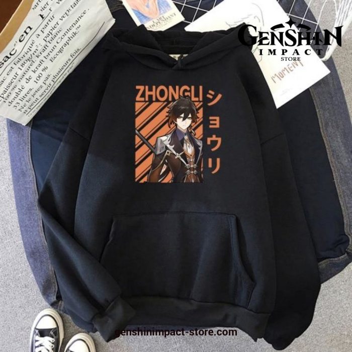 Genshin Impact Zhong Li Cool Harajuku Hoodie Black / M