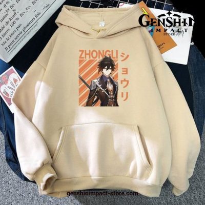 Genshin Impact Zhong Li Cool Harajuku Hoodie Khaki / Xl