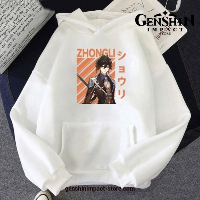 Genshin Impact Zhong Li Cool Harajuku Hoodie White / Xxxl