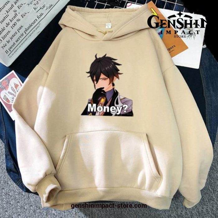 Genshin Impact Zhong Li Money Hoodie Khaki / Xs