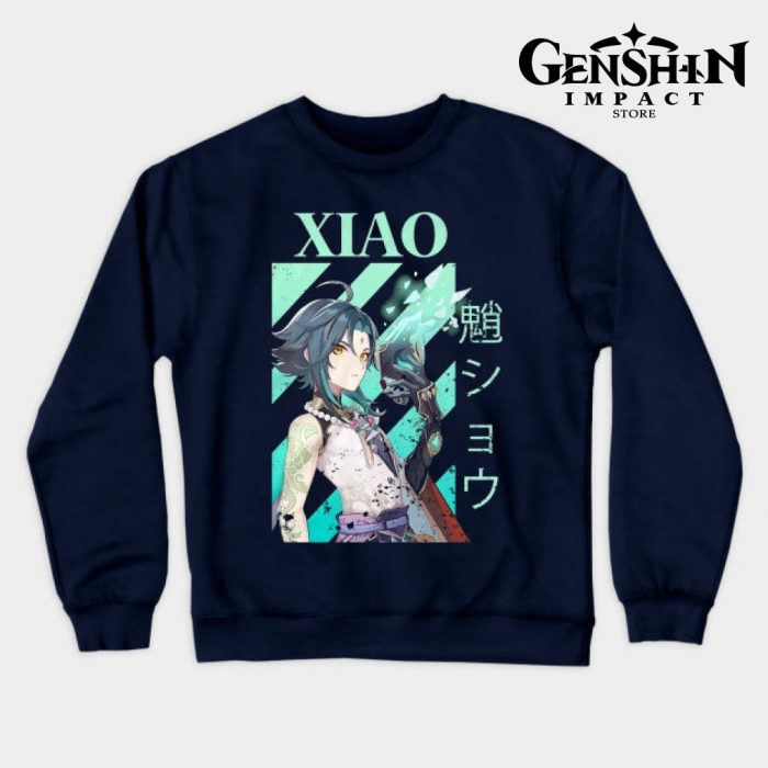 Genshin Xiao Crewneck Sweatshirt Navy Blue / S