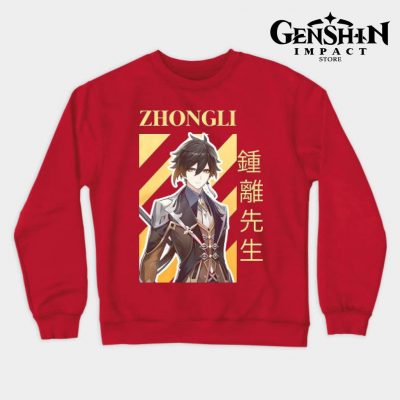 Genshin Zhongli Crewneck Sweatshirt Red / S
