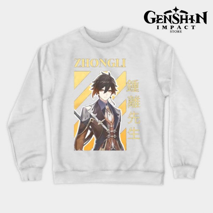 Genshin Zhongli Crewneck Sweatshirt White / S