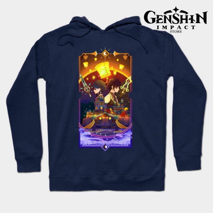 Xiao X Zhongli Hoodie Navy Blue / S