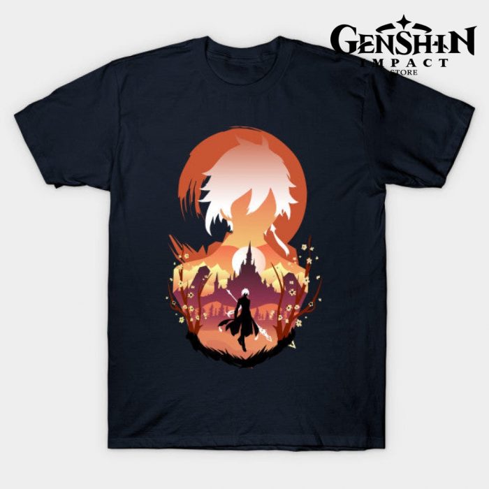 Genshin Zhongli T-Shirt Navy Blue / S