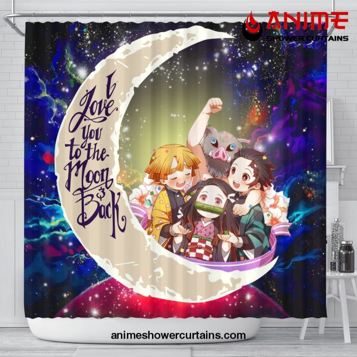 Demond Slayer Team Love You To The Moon Galaxy Shower Curtain