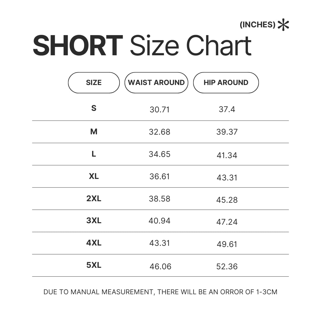Short Size Chart - Genshin Impact Store