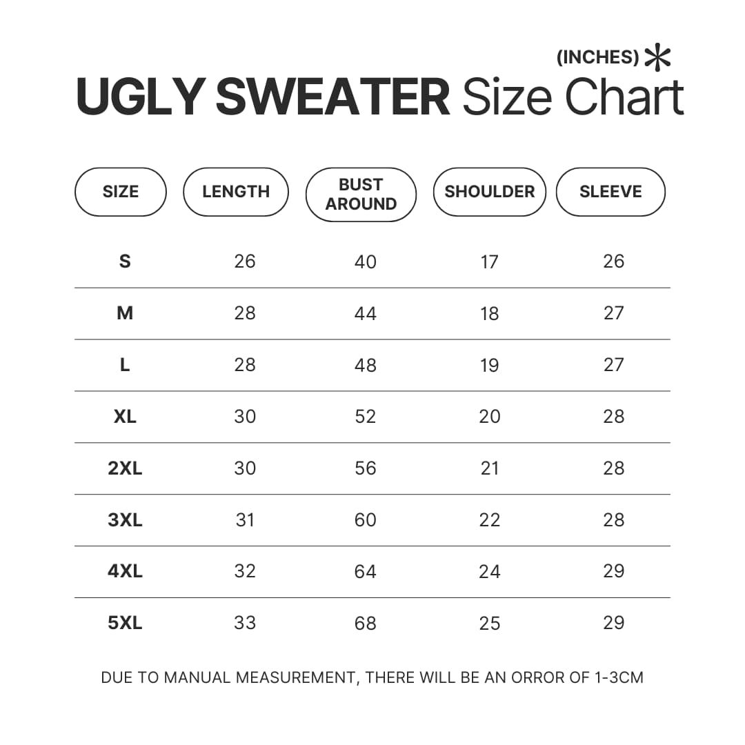 Ugly Sweater Size Chart - Tokyo Ghoul Merch