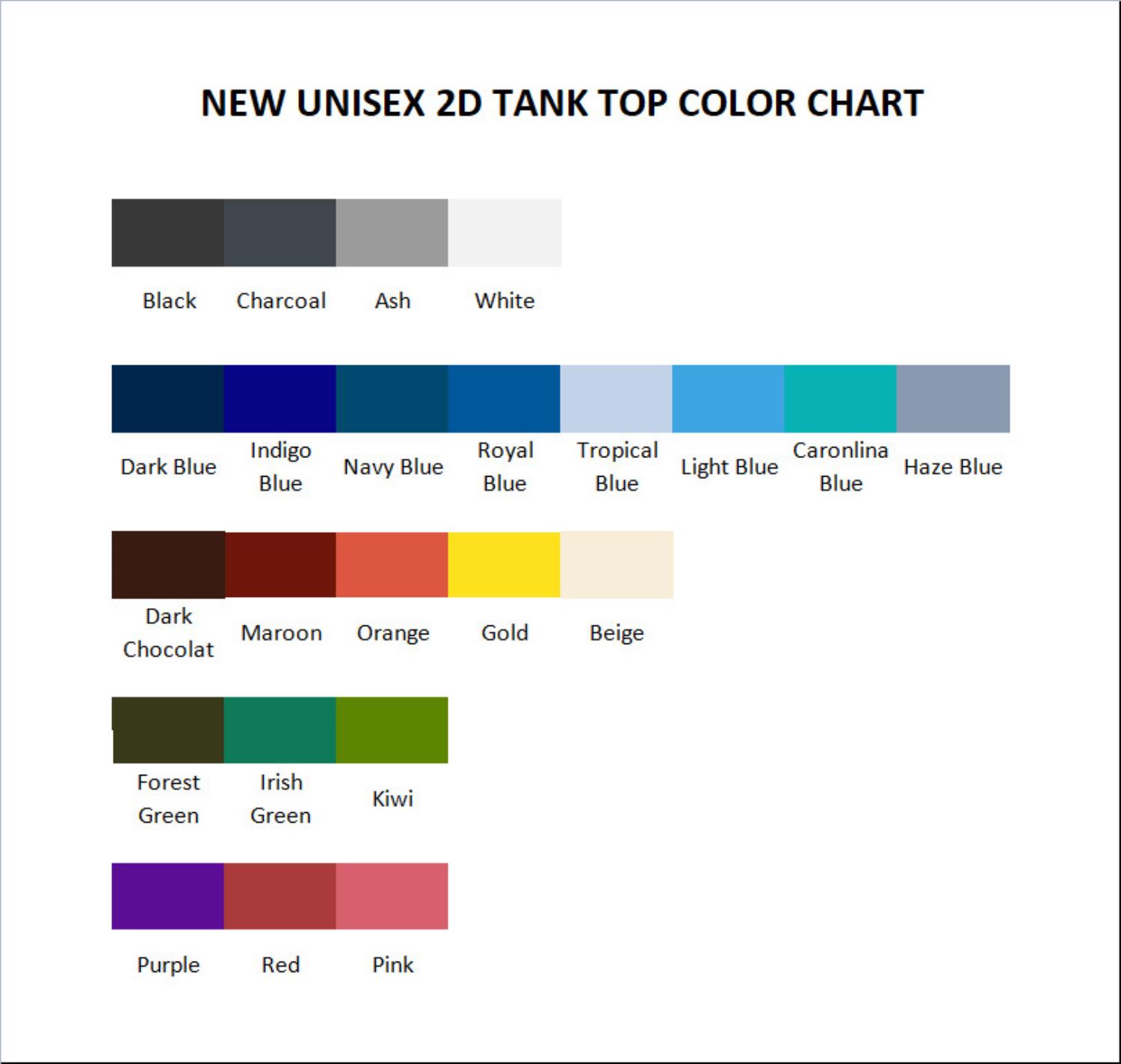 tank top color chart - Genshin Impact Store