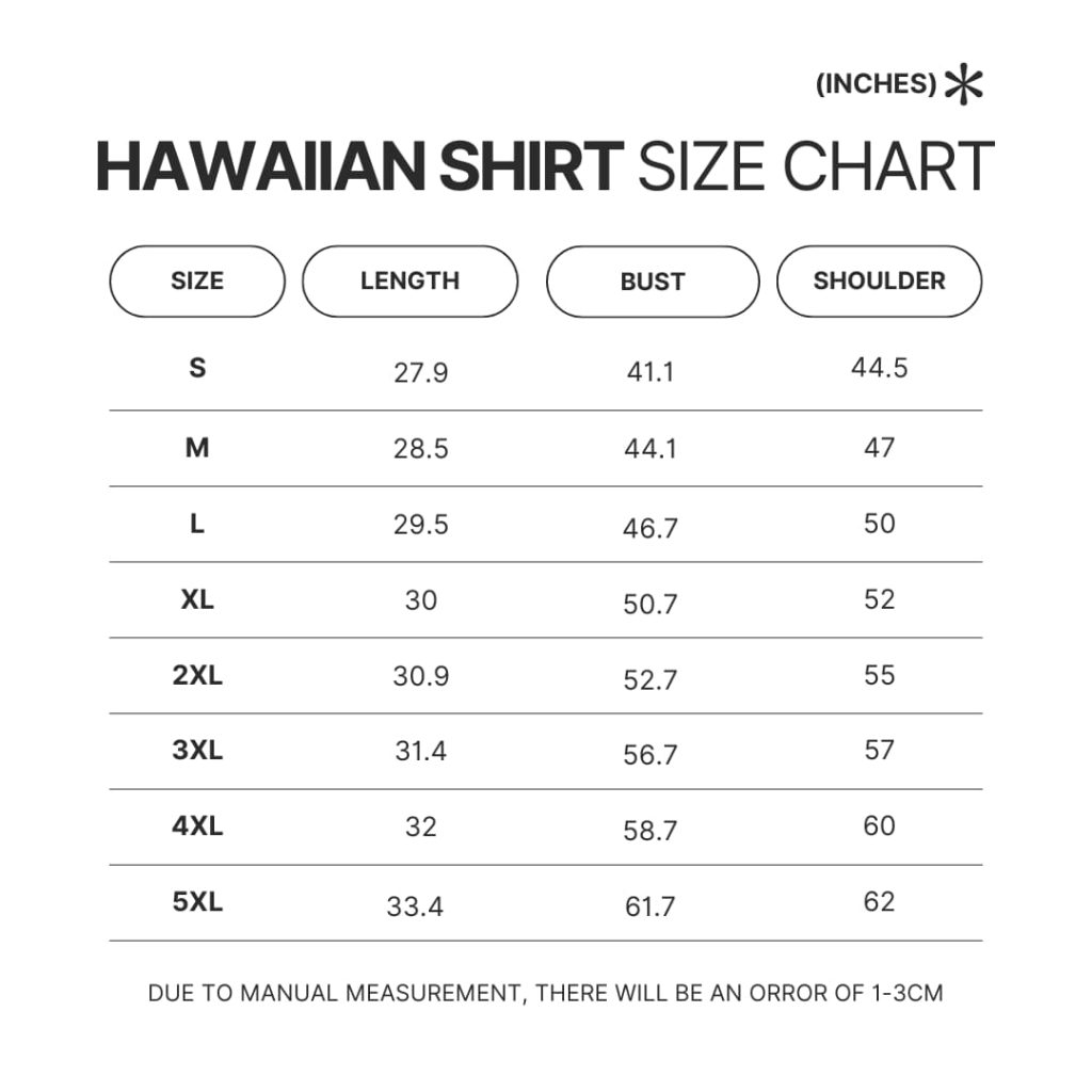 Hawaiian Shirt Size Chart 1 - Genshin Impact Store