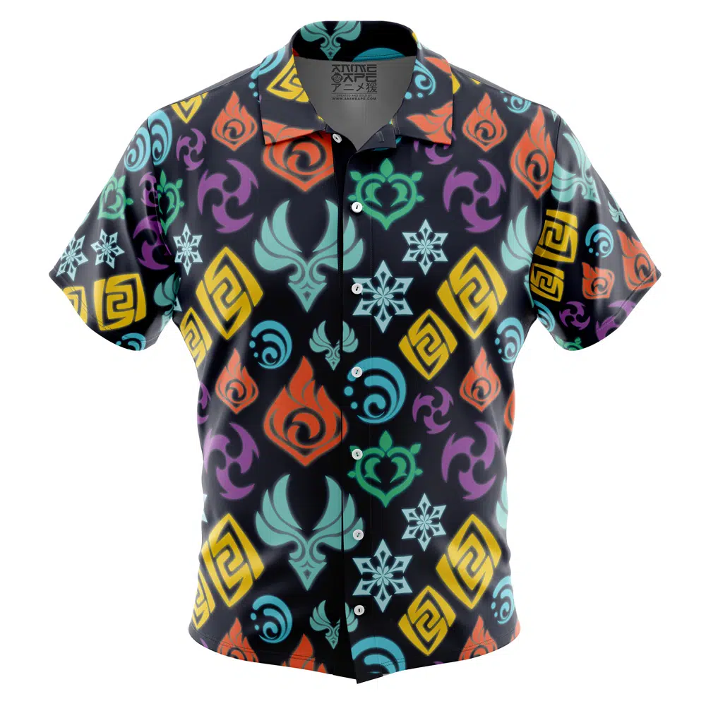 visions Button Up Hawaiian Shirt front new - Genshin Impact Store